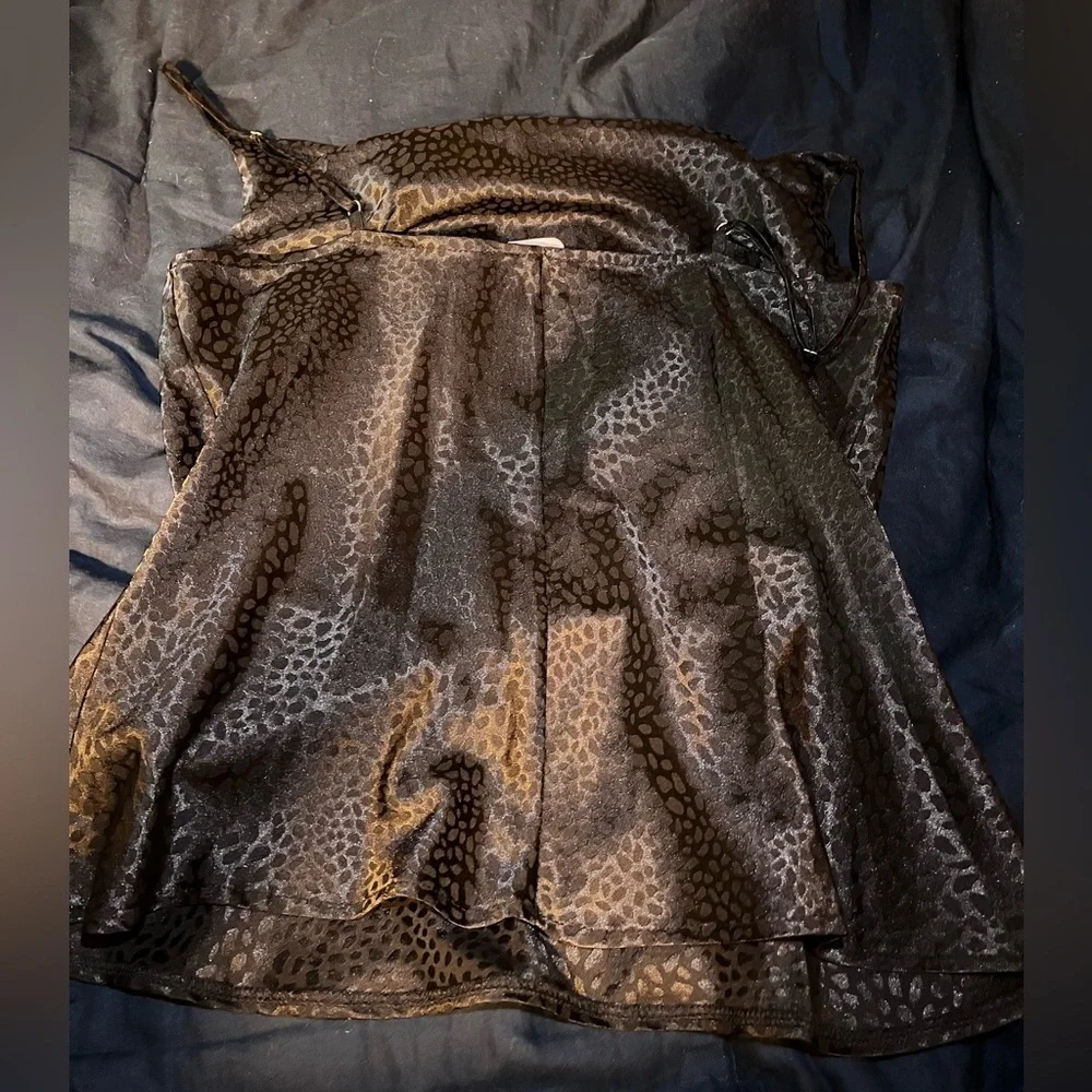 Renee C Monochrome Black Leopard Satin Cowl Neck Camisole New with tags - Picture 6 of 7